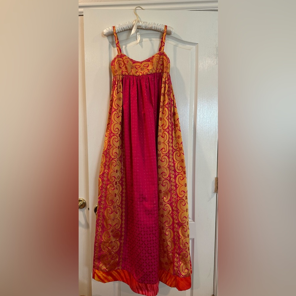 Tracy Feith Maxi Dress pink with gold stitching. STUNNING size XP